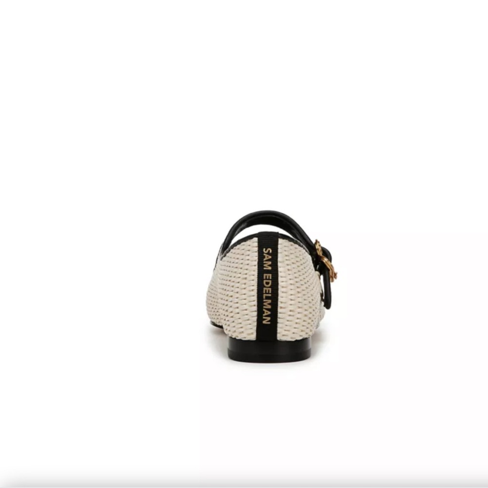 Sam Edelman Michaela Mary Jane Flat - Linen Raffia Ivory Black NIBox Size 8 - Picture 5 of 10
